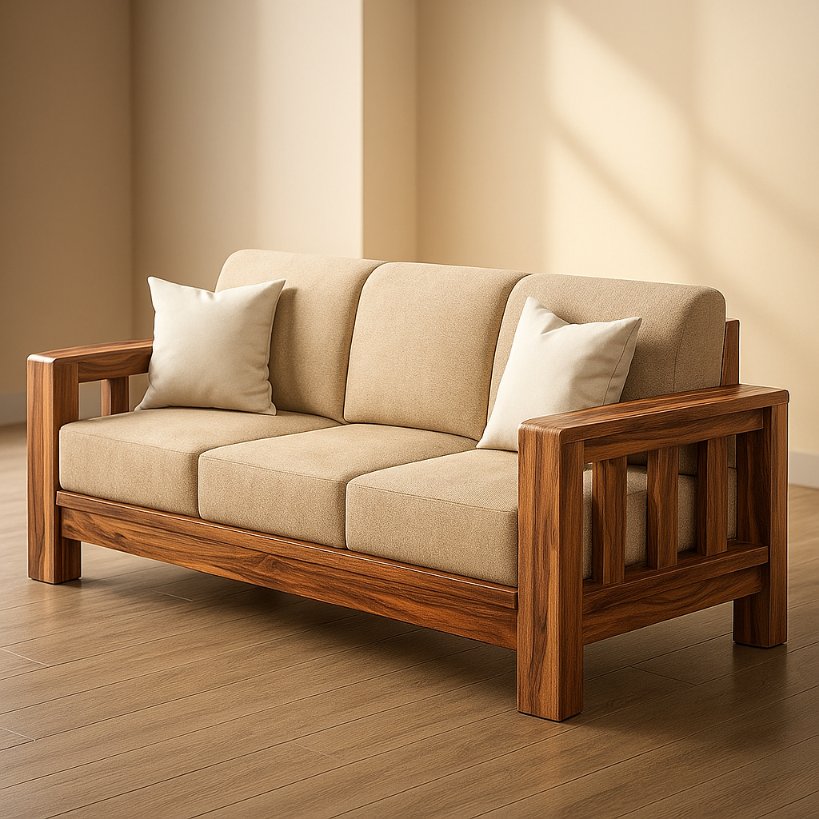 Aangan Royal Slatted Teak-Finish Sofa Set