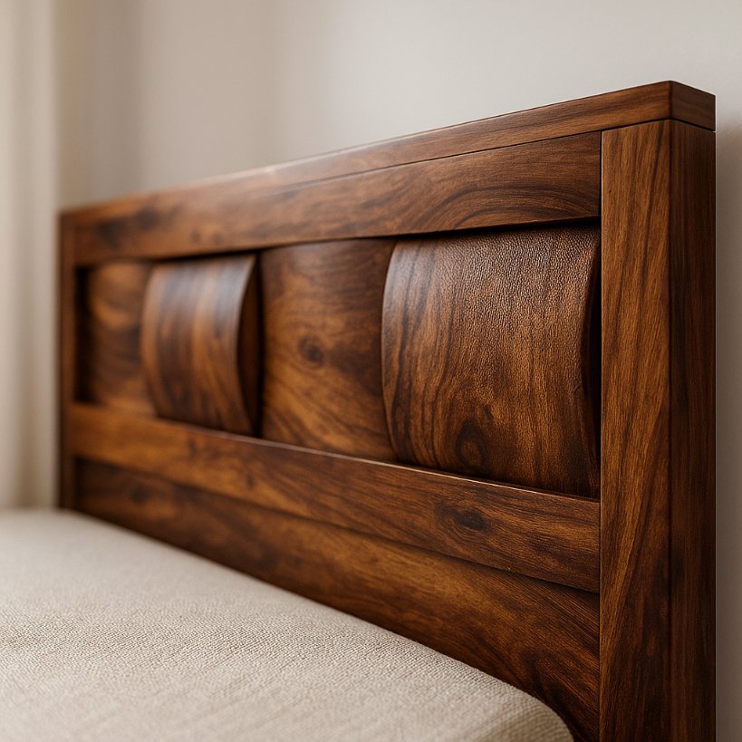 Aangan Wave-Carved Solid Sheesham Bed
