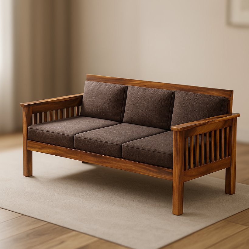Aangan Classic Slatted Wooden Sofa Set