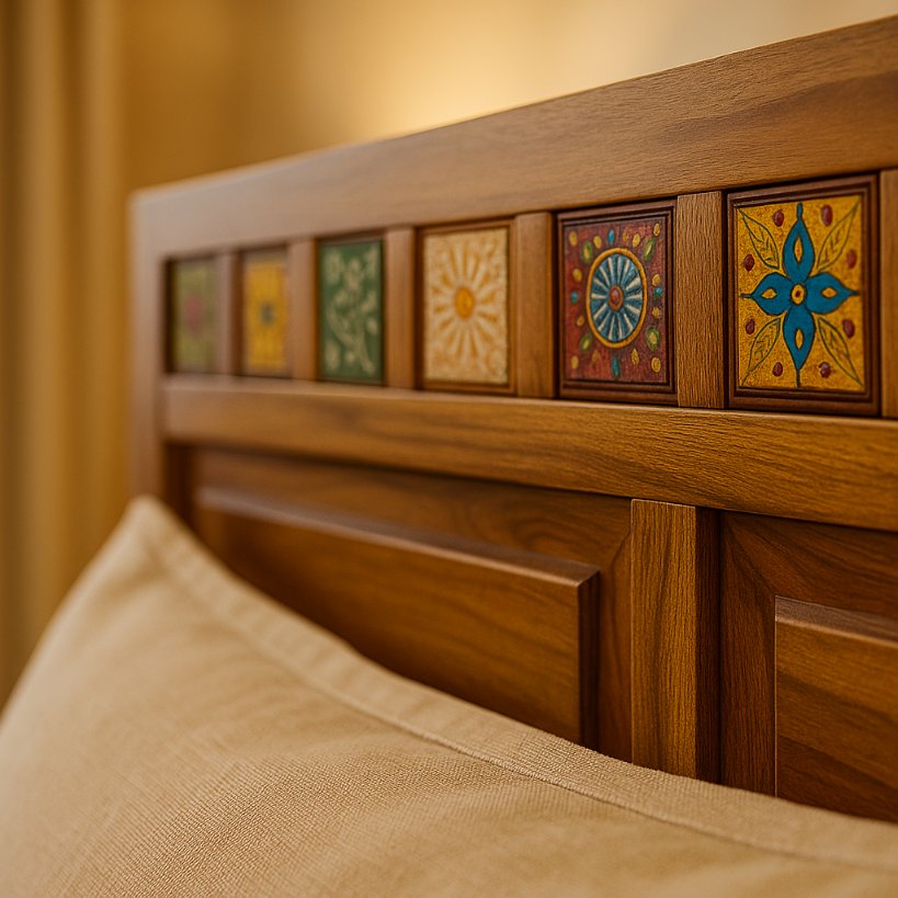 Aangan Sheesham Tile Border Bed