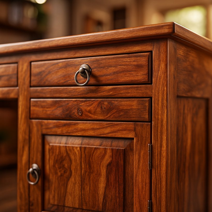 Executive Solid Wood Office Table with Storage