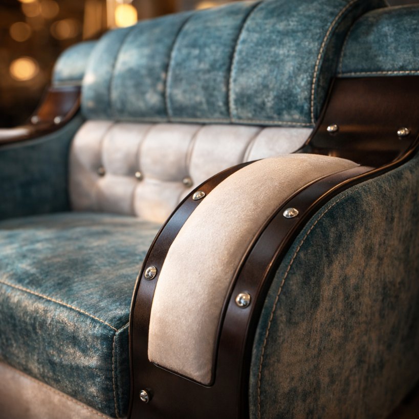 Verona Comfort Sofa Set in Teal & Ivory with Statement Arm Design