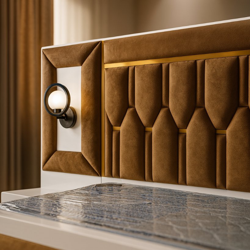 Luxury Upholstered Bed With Designer Headboard