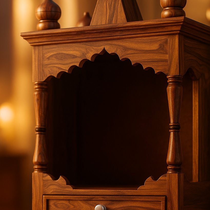 Aangan Classic Sheesham Open Pooja Temple with Dome Top