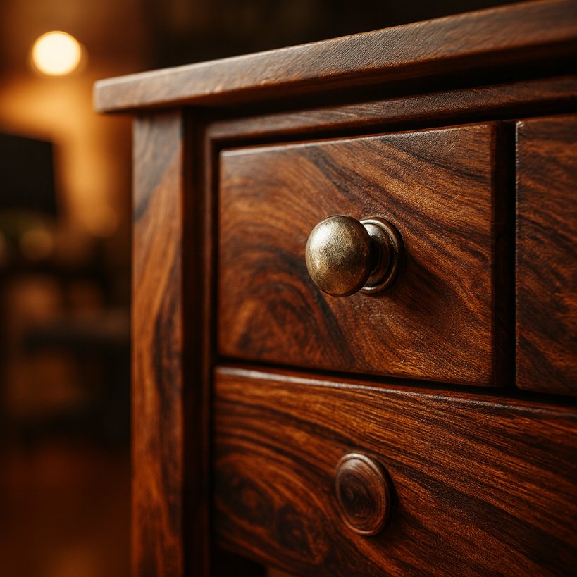 Solid Wood Office Work Table with 4-Drawer Storage