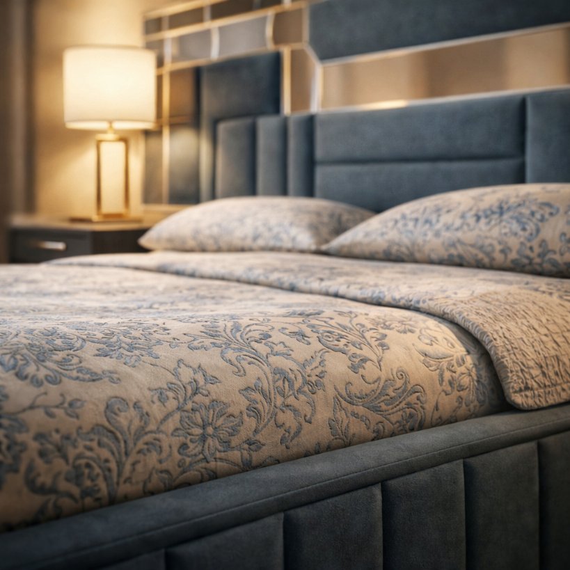 Aurelia Comfort Luxe Bed with Cushioned Panels & Integrated Side Shelves