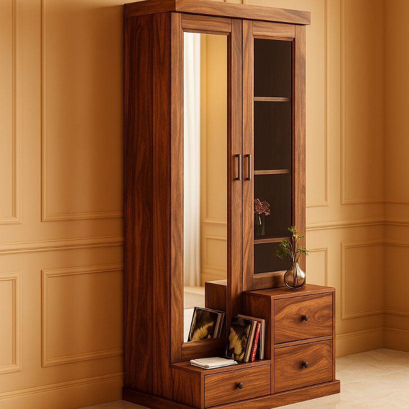 Aangan Premium Mirror Sliding Dressing Wardrobe