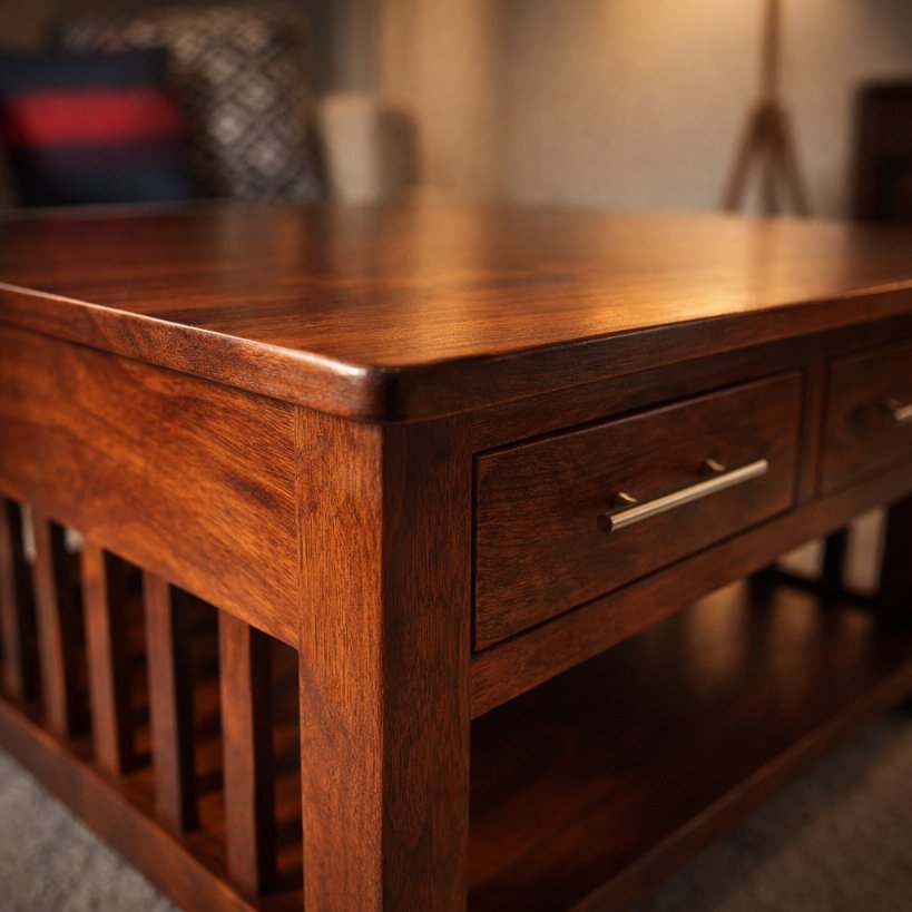 Solid Wood Storage Centre Table with Drawers