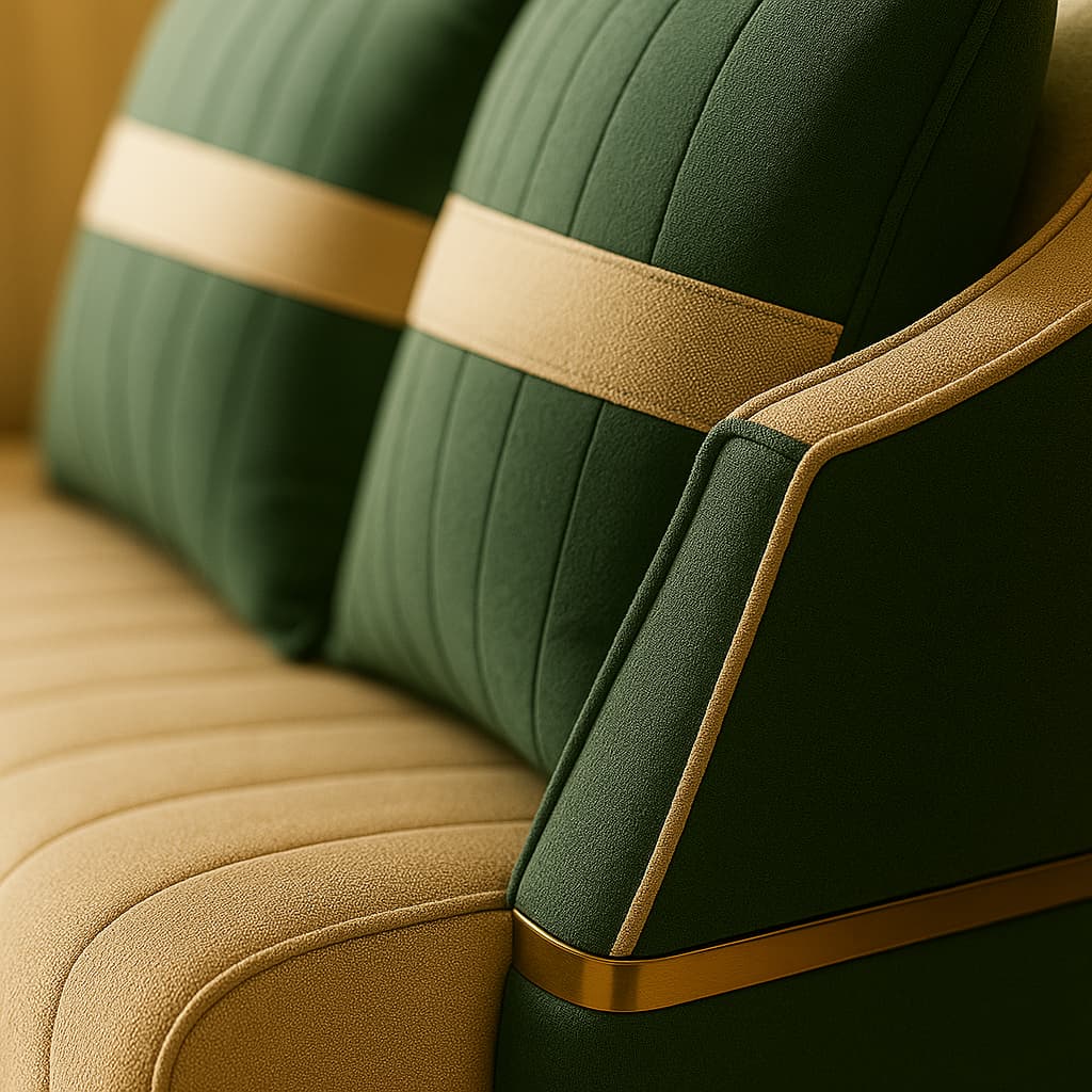 Aangan Elite Royale 7-Seater Sofa with Gold Finish Accents