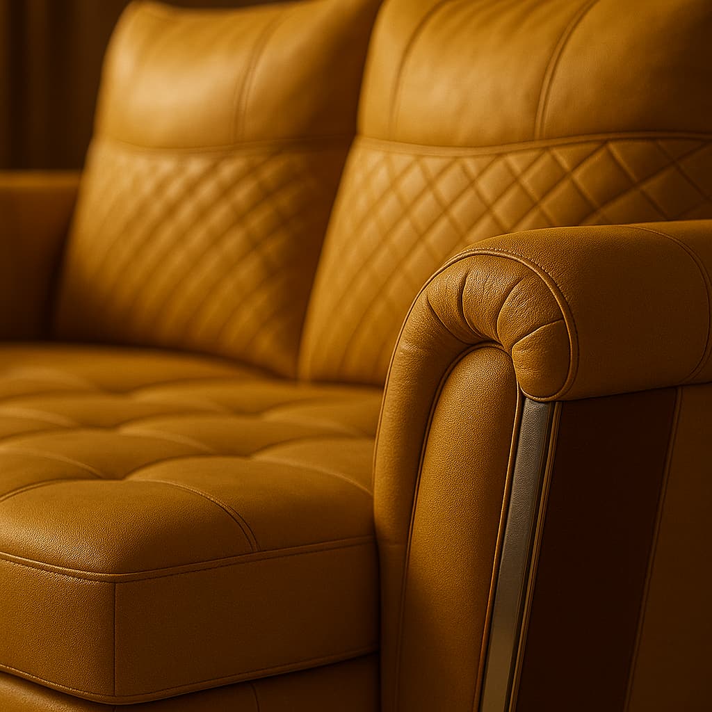 Aangan GoldMist 7-Seater L-Shaped LeatherTouch Sofa