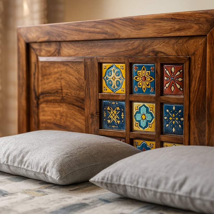 Aangan Sheesham Tile-Inlay Heritage Bed