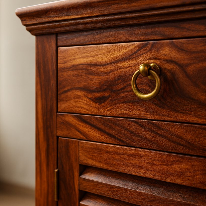 Aangan Solid Wood Shoe Rack with Dual Drawers & Louvered Doors