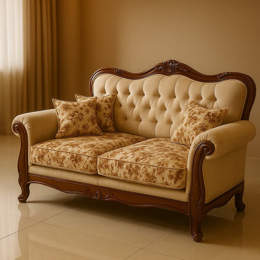 Aangan Maharani Vintage 5-Seater Premium Wooden Sofa Set