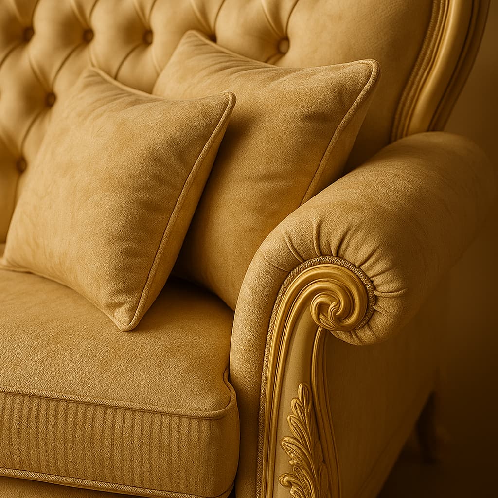 Aangan Crown Classic Victorian Sofa Set (Cream Edition)