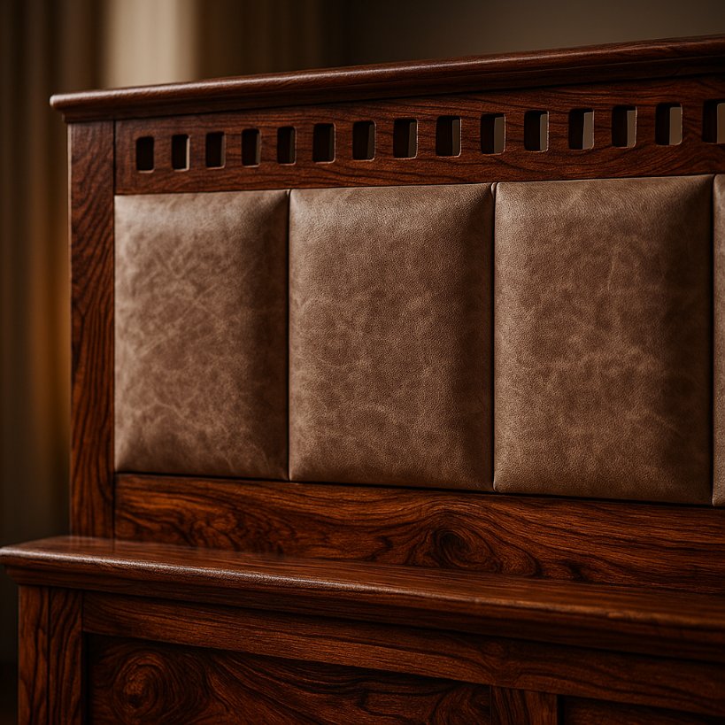 Aangan Grand Heritage Brass-Studded Sheesham Bed