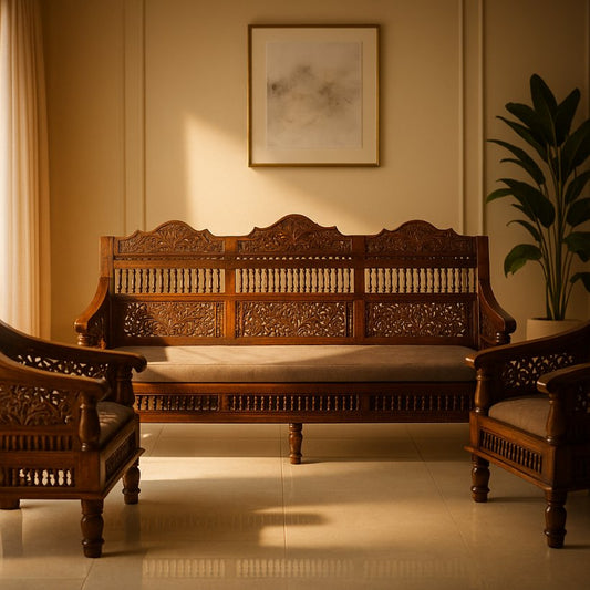 Aangan Traditional Hand-Carved Sofa Set