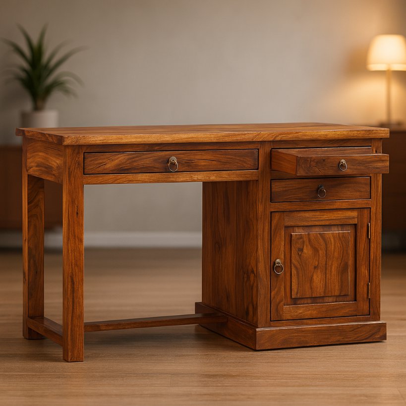Executive Solid Wood Office Table with Storage