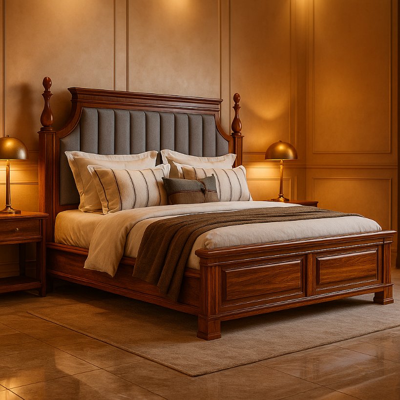Aangan Regal Upholstered Sheesham Bed