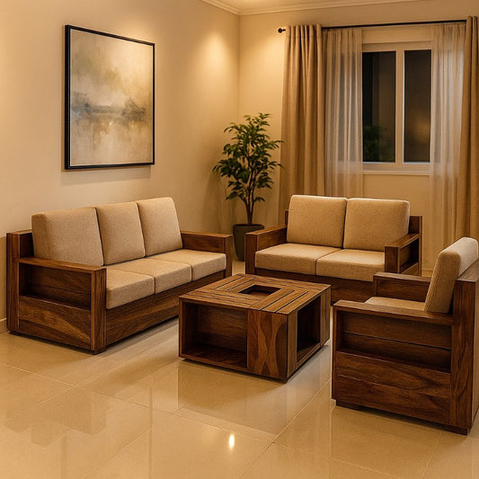 Aangan Modern Solid Wood Sofa Set