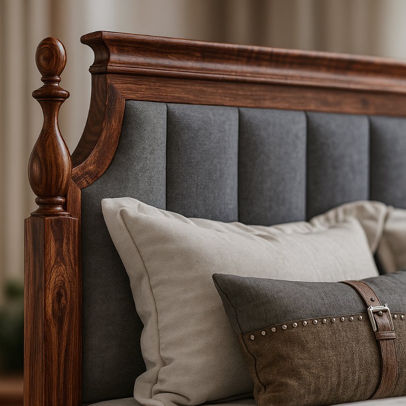 Aangan Regal Upholstered Sheesham Bed