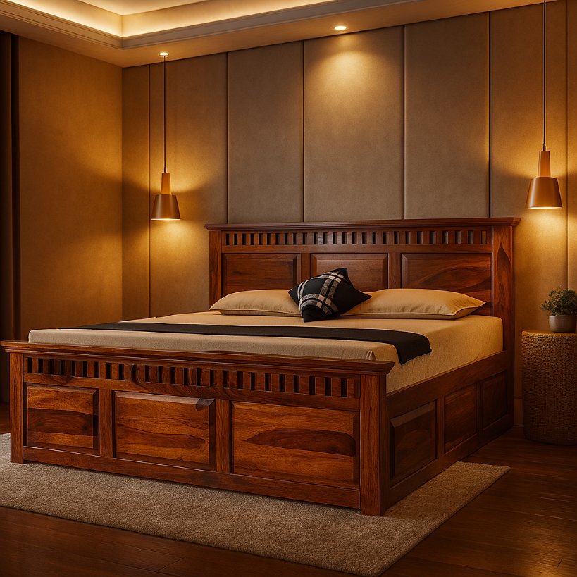 Aangan Classic Slatted Sheesham Bed