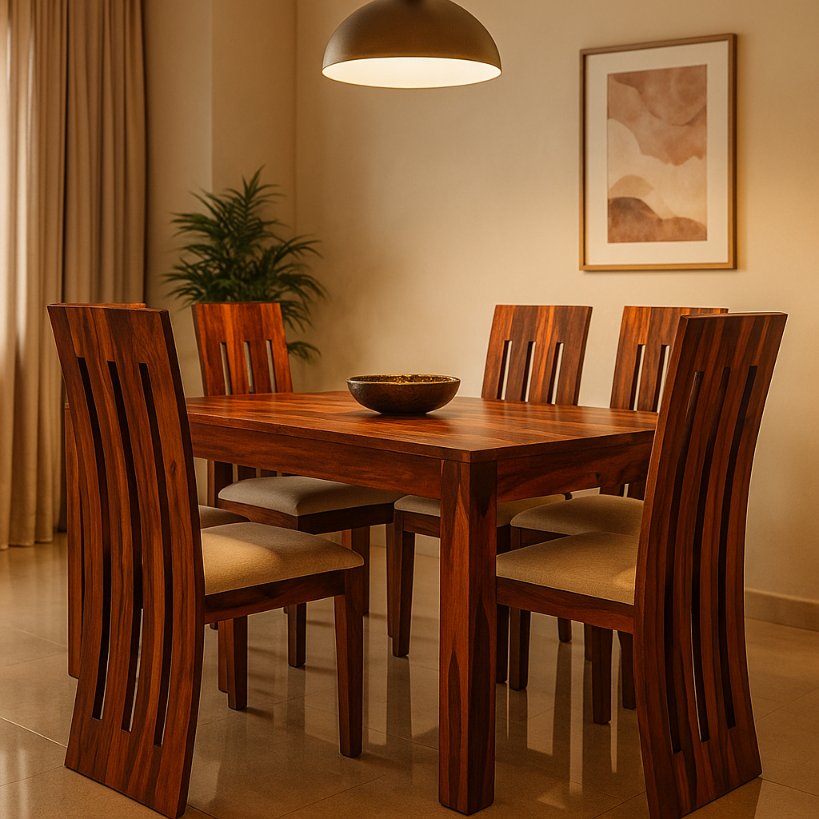 Aangan Contemporary Sheesham Dining Set – 6 Seater