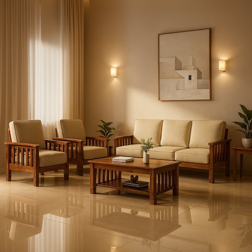 Aangan Premium Slatted Sofa Set