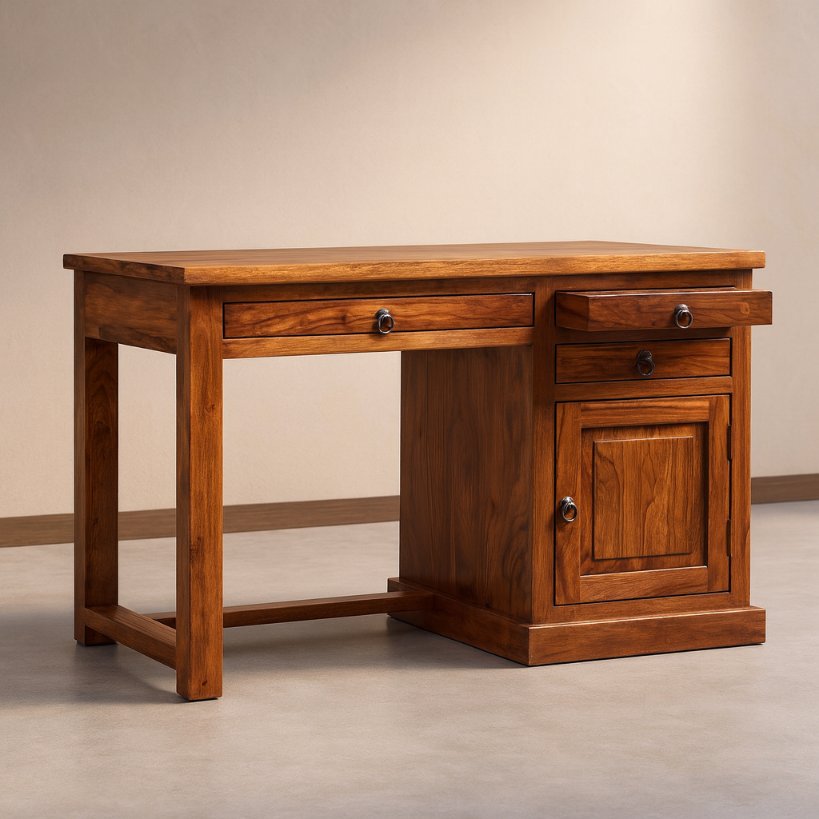 Executive Solid Wood Office Table with Storage