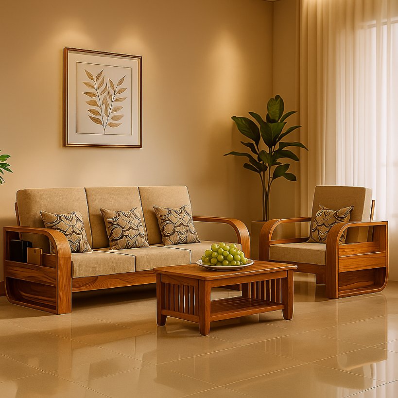 Aangan Curved Arm Premium Sofa Set