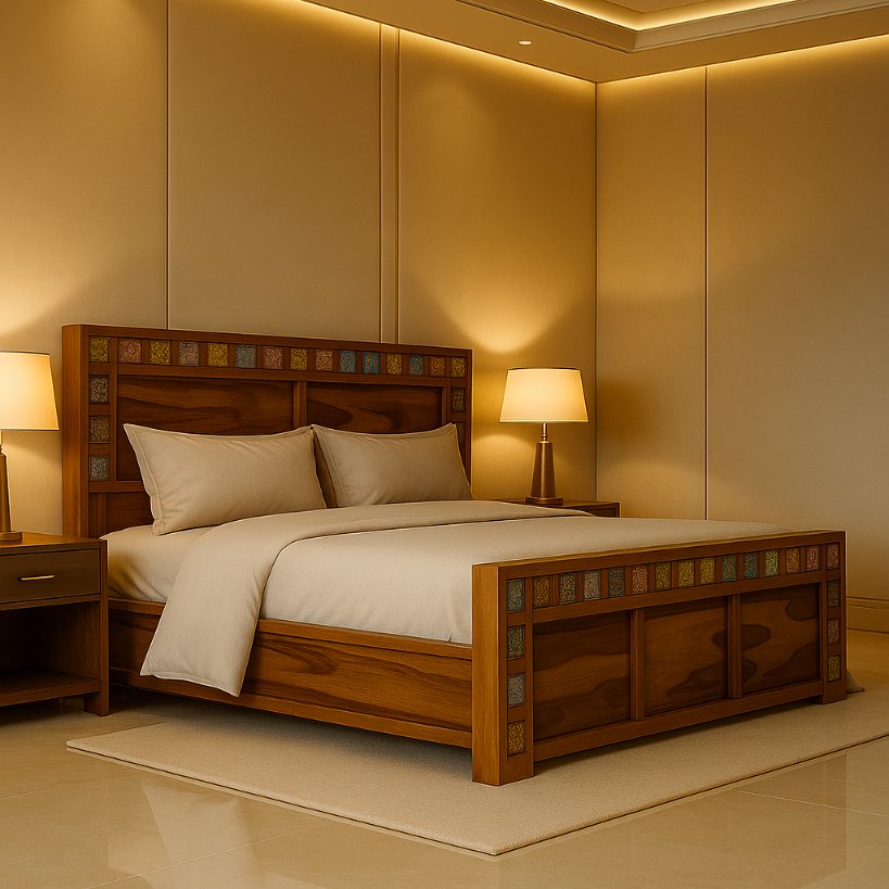 Aangan Sheesham Tile Border Bed