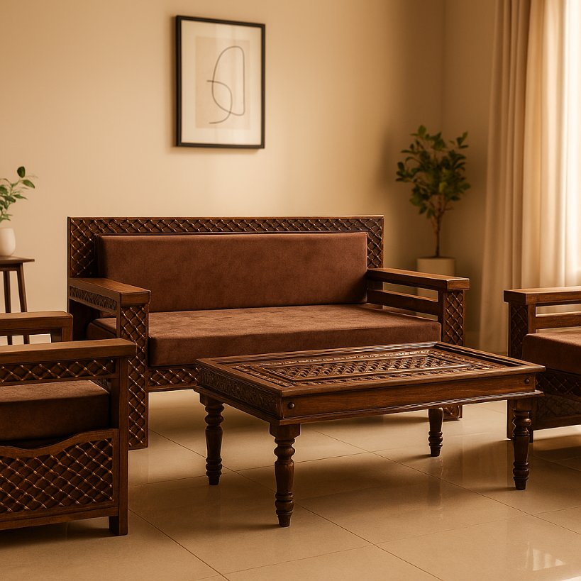 Aangan Royal Carved Sofa Set