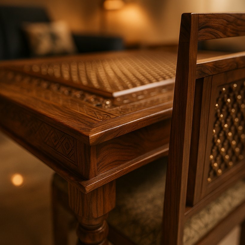 Aangan Hand-Carved Solid Wood Dining Set – 4/6 Seater