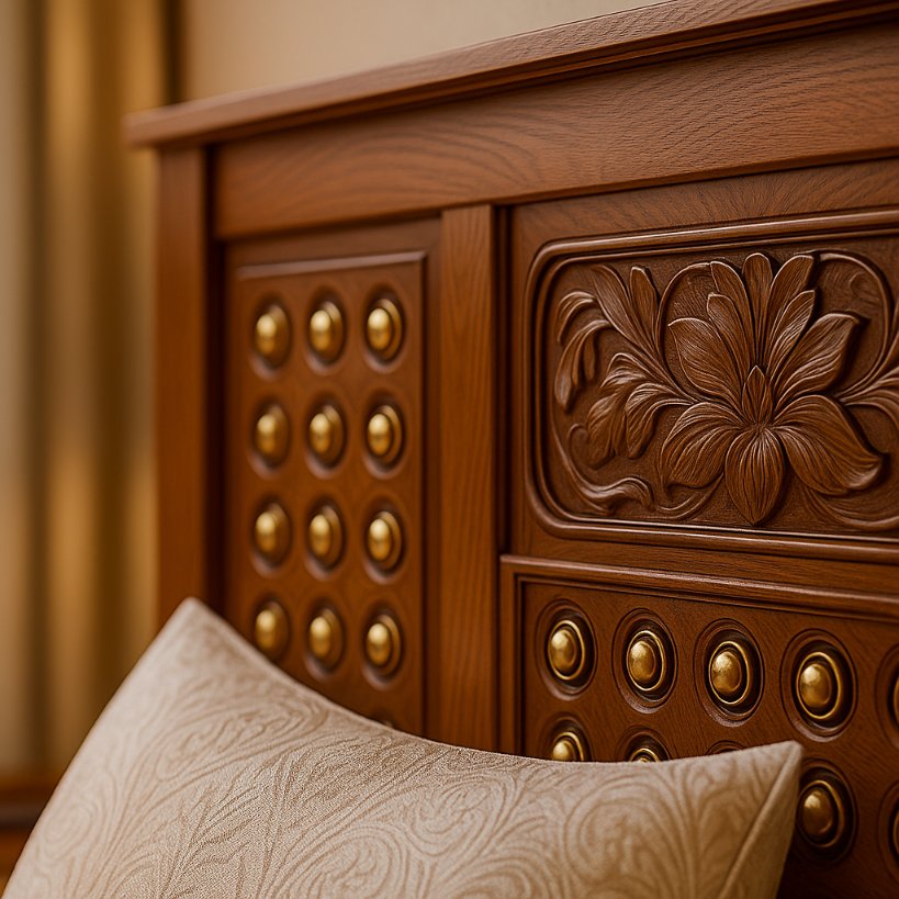 Aangan Royal Carved & Brass Stud Bed