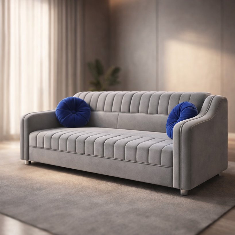 Elara Curve Upholstered Sofa Set with Vertical Channel Design