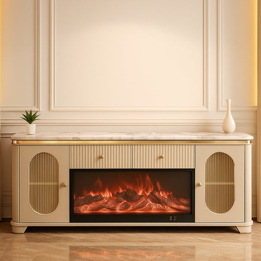 Aangan Elite Marble-Top Fireplace Console