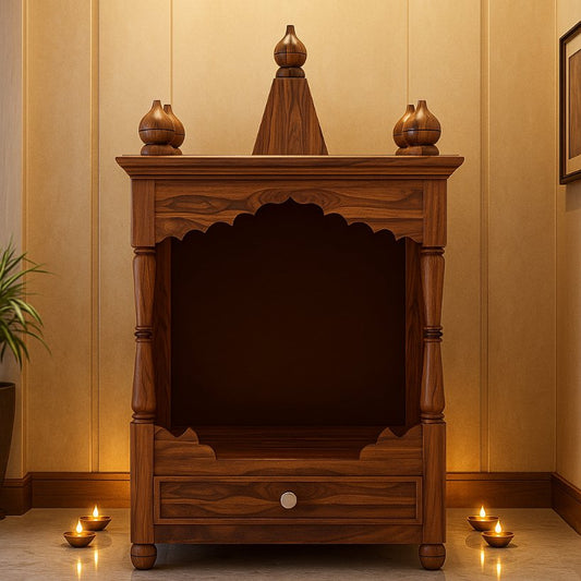 Aangan Classic Sheesham Open Pooja Temple with Dome Top