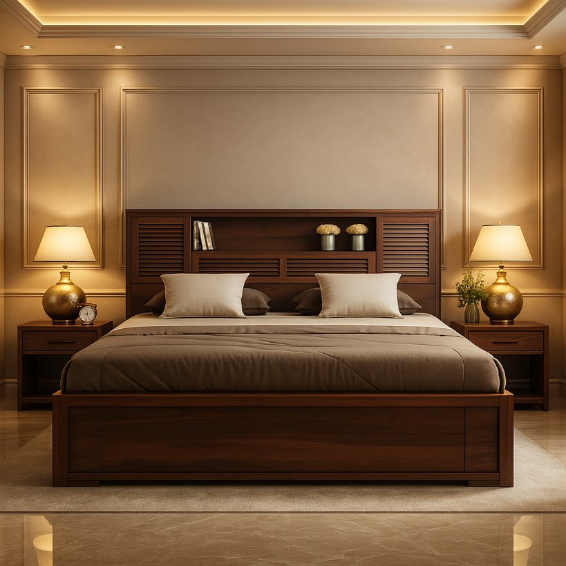 Aangan Slatted Headboard Storage Bed