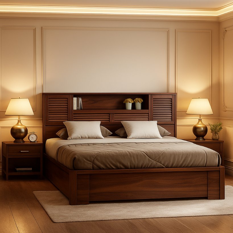 Aangan Slatted Headboard Storage Bed