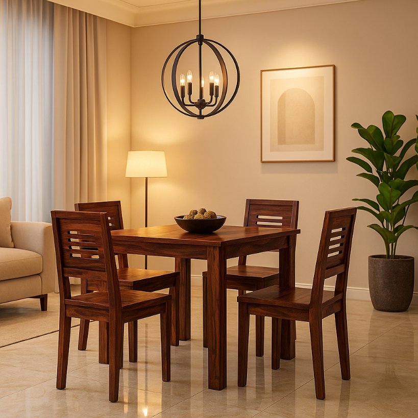 Aangan Minimalist Sheesham Dining Set – 4 Seater
