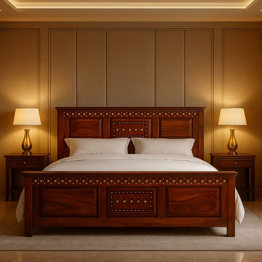 Aangan Royal Brass-Studded Heritage Bed