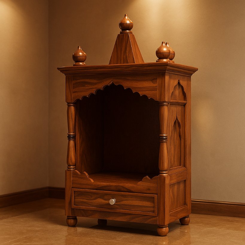 Aangan Classic Sheesham Open Pooja Temple with Dome Top