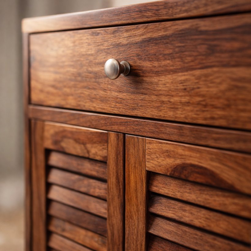 Aangan Solid Wood Dual-Cabinet Shoe Rack with Drawer Storage