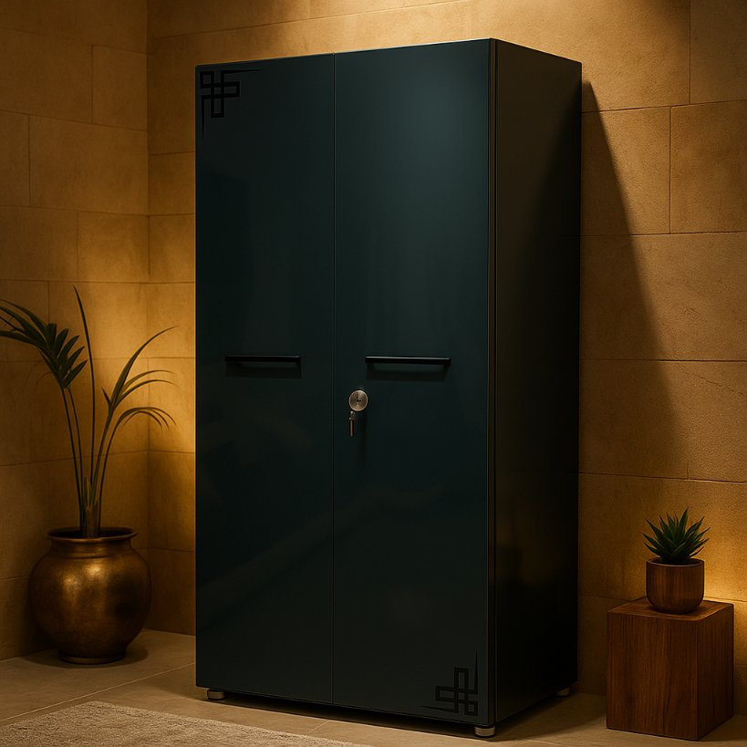 Matte Grey 2-Door Modern Steel Wardrobe – Premium Finish