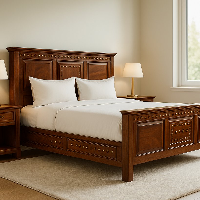 Aangan Royal Brass-Studded Heritage Bed