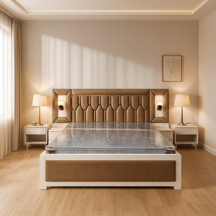 Luxury Upholstered Bed With Designer Headboard