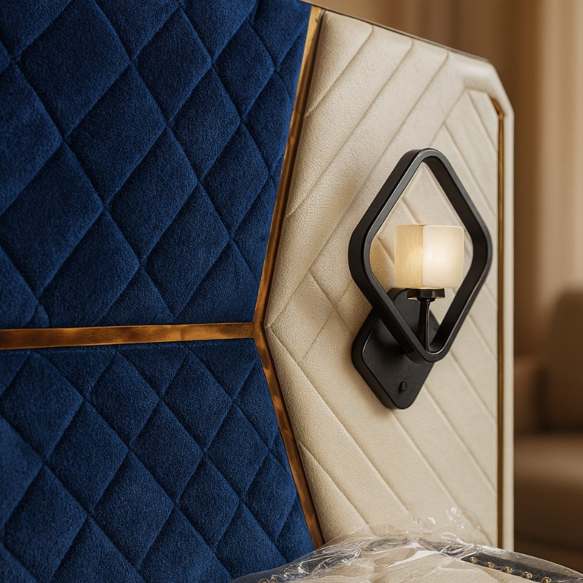 Modern Panel Upholstered Bed With Accent Headboard