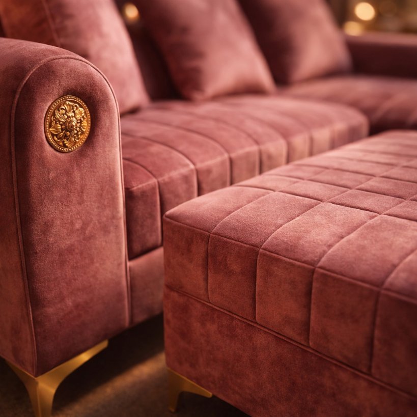 Rosé Comfort Luxe L-Shape Sofa Set with Dual Ottomans