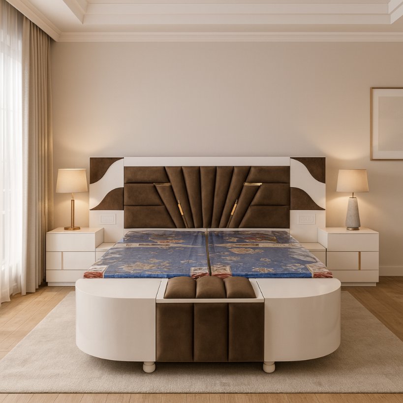 Luxury Upholstered Curved Platform Bed