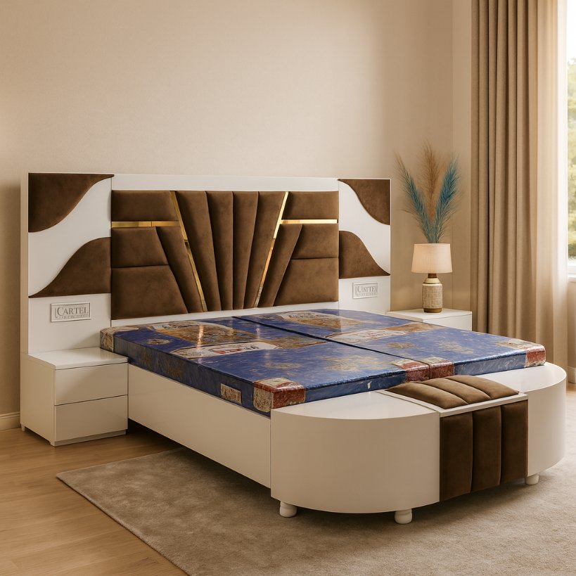 Luxury Upholstered Curved Platform Bed