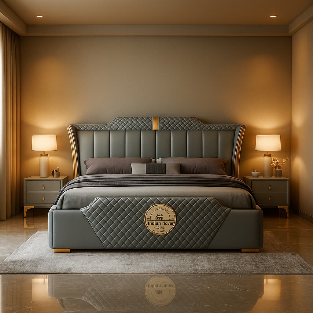 Aangan “Imperial Luxe Wingback Quilted Bed” – Premium King Size